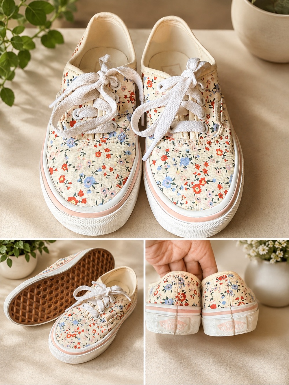 Vans Girls Floral Canvas Sneakers – Size 12 Toddler